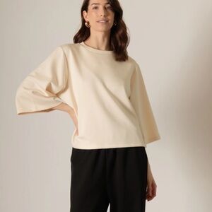 NWOT P Cill Charlotte Quarter Length Sleeve Top Ivory Blouse Soft Women’s Medium